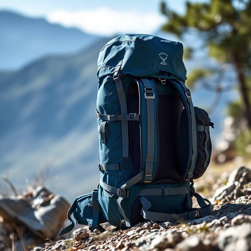 Mochila Osprey Aether AG 65 de color azul, ideal para travesías largas.