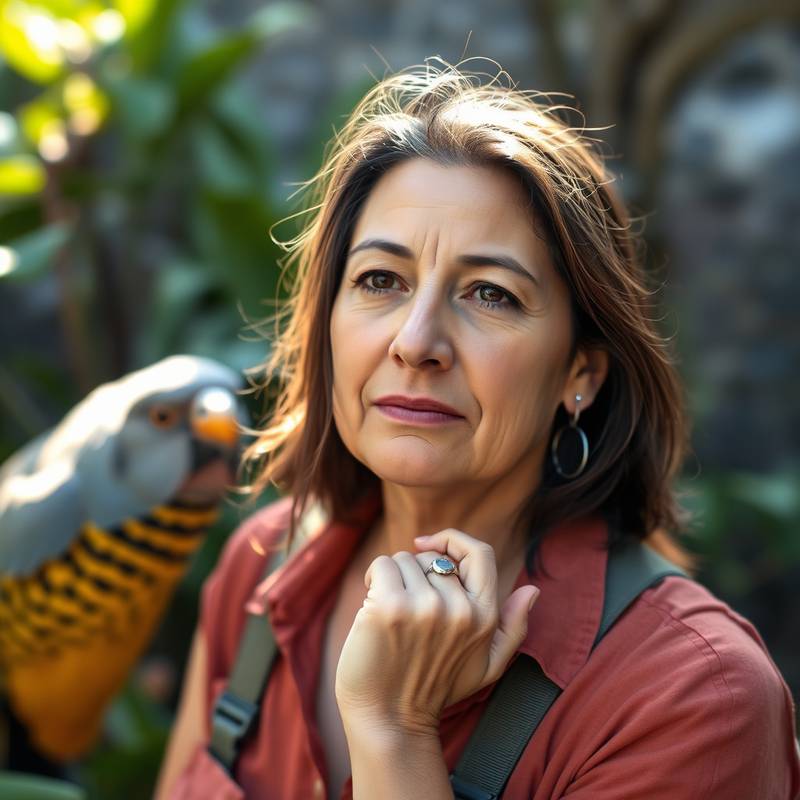 Retrato de María García, experta en flora y fauna local.